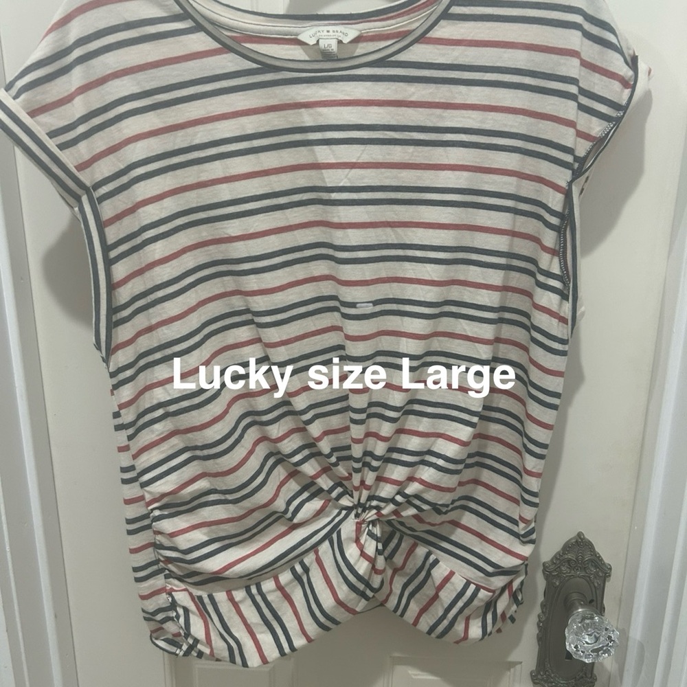 Lucky Brand Multicolor Striped Tee with Knot